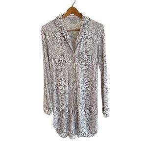 Victoria’s Secret Leopard Print Button Down Sleep Shirt Size Small